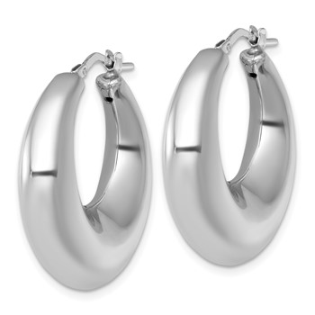 Sterling Silver Rhodium-plated Polished 8mm Graduated Puffed Hoop Earrings — alternate view