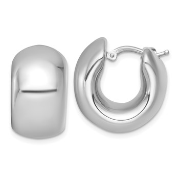 Sterling Silver Rhodium-plated Polished 12.00mm x 20mm Hollow Hoop Earrings