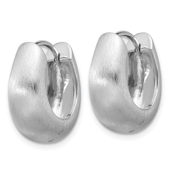 Sterling Silver Rhodium-plated Brushed Tapered Hinged Hoop Earrings — alternate view
