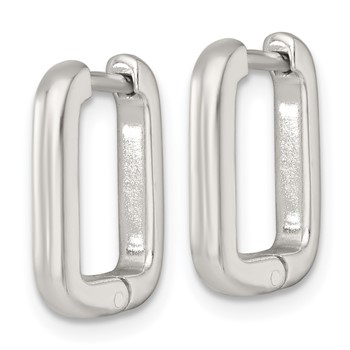 Sterling Silver Polished 2.5mm x 12mm Rectangular Hinged Hoop Earrings — alternate view
