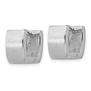 Sterling Silver Rhodium-plated Brushed 8.5mm x 12mm Square Hinged Hoop Earrings — alternate view