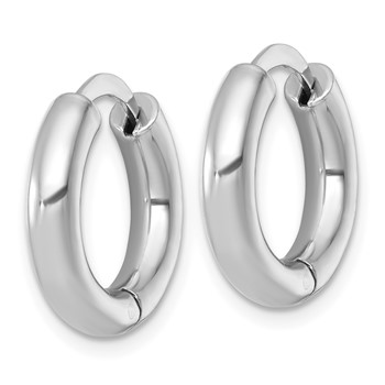 Sterling Silver Rhodium-plated Polished 3.5x18mm Round Hinged Hoop Earrings — alternate view