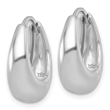 Sterling Silver Rhodium-plated Polished Tapered Oval Hinged Hoop Earrings — alternate view