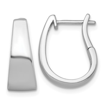 Sterling Silver Rhodium-plated Polished Tapered Hinged Hoop Earrings