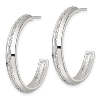 Sterling Silver Polished 4.75mm CZ Post C-Hoop Earrings — alternate view