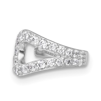 Sterling Silver Rhodium-plated Polished CZ Single Ear Cuff — alternate view
