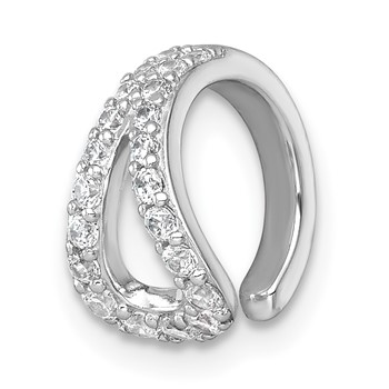 Sterling Silver Rhodium-plated Polished CZ Single Ear Cuff