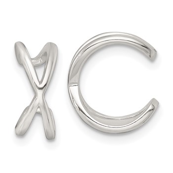 Sterling Silver Polished -X- Criss Cross Pair of Ear Cuffs