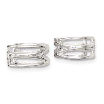 Sterling Silver Polished Double Criss Cross Pair of Ear Cuffs — alternate view