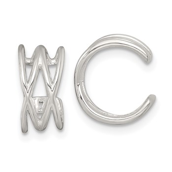 Sterling Silver Polished Double Criss Cross Pair of Ear Cuffs