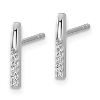 Sterling Silver Rhodium-plated CZ Polished Bar Post Earrings — alternate view