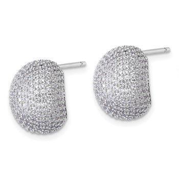 Sterling Silver Rhodium-plated CZ Pave Polished Post Earrings — alternate view