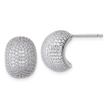 Sterling Silver Rhodium-plated CZ Pave Polished Post Earrings