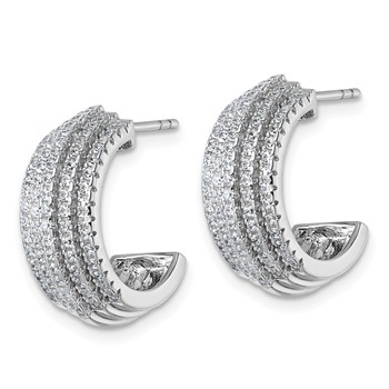 Sterling Silver Rhodium-plated Five Row J-Hoop Post Earrings — alternate view