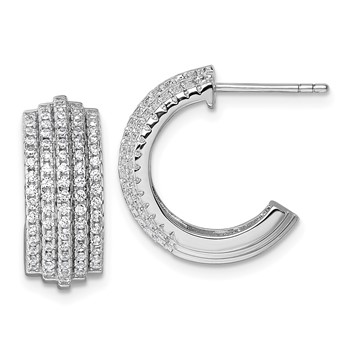 Sterling Silver Rhodium-plated Five Row J-Hoop Post Earrings
