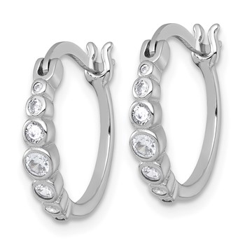 Sterling Silver Rhodium-plated Graduated CZ Hoop Earrings — alternate view