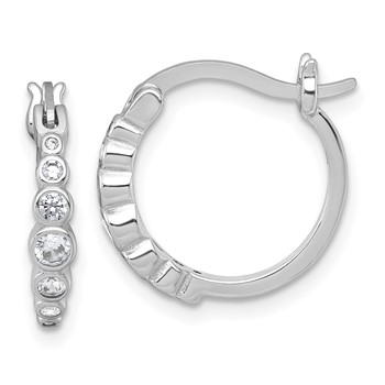 Sterling Silver Rhodium-plated Graduated CZ Hoop Earrings