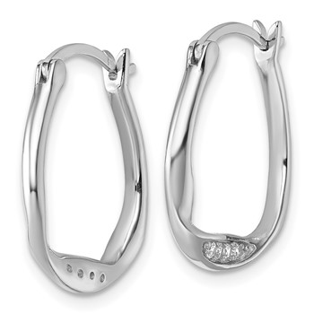Sterling Silver Rhodium-plated CZ Polished Twist Hoop Earrings — alternate view