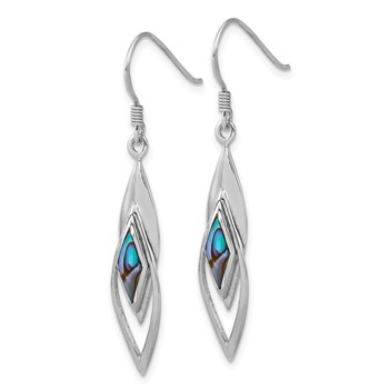 Sterling Silver Rhodium-plated Polished Abalone Fancy Dangle Shepherd Hook Earrings — alternate view