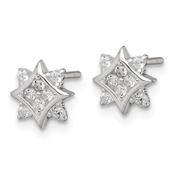 Sterling Silver Polished CZ Star Post Earrings — alternate view