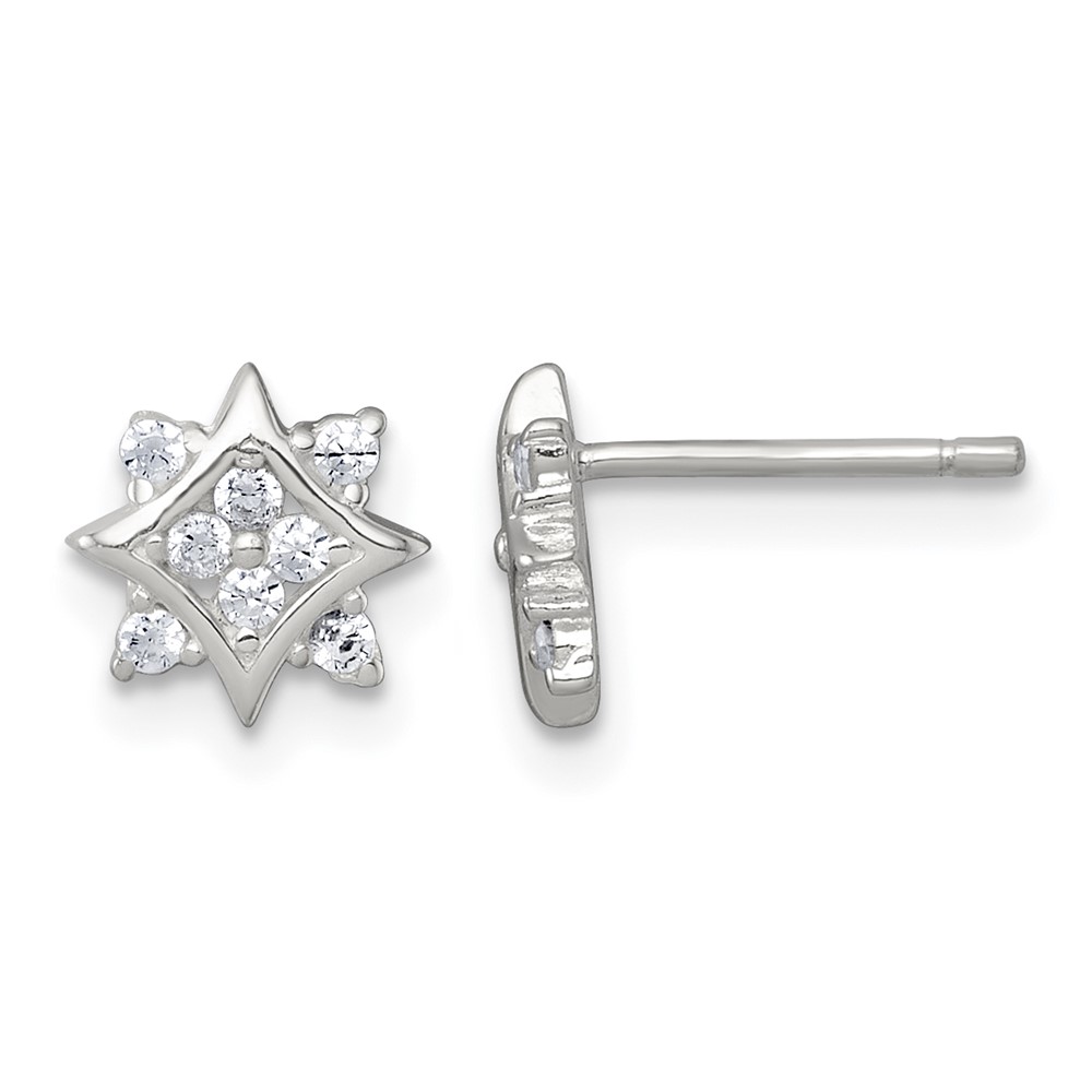 Sterling Silver Polished CZ Star Post Earrings
