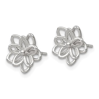Sterling Silver Polished Flower Post Earrings — alternate view