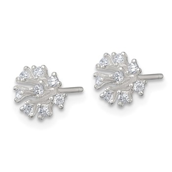 Sterling Silver Polished CZ Flower Cluster Post Earrings — alternate view