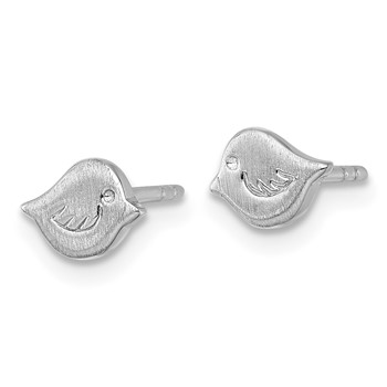 Sterling Silver Rhodium-plated Brushed Little Bird Post Earrings — alternate view