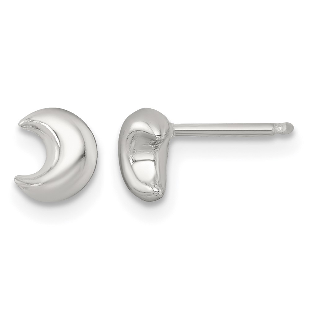 Sterling Silver Polished 3D Moon Post Earrings