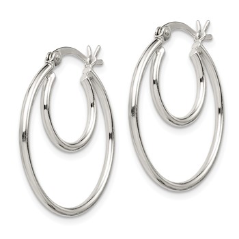 Sterling Silver Polished 2mm Double Hoop Earrings — alternate view