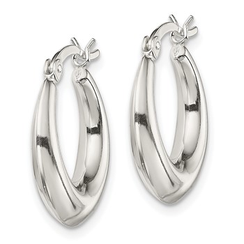 Sterling Silver Polished & Tapered Round Hoop Earrings — alternate view
