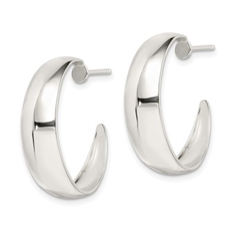 Sterling Silver Rhodium-plated Fancy J-Hoop Post Earrings — alternate view