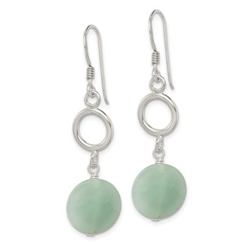 Sterling Silver Polished Amazonite Circle Dangle Earrings — alternate view
