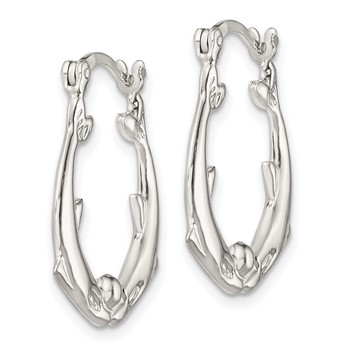 Sterling Silver Rhodium-plated Polished Dolphins Round Hoop Earrings — alternate view