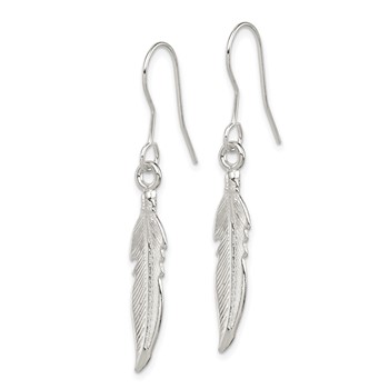 Sterling Silver Feather Earrings — alternate view