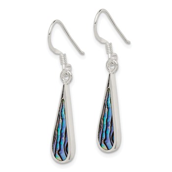 Sterling Silver Polished Abalone Teardrop Dangle Earrings — alternate view