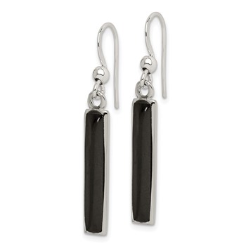 Sterling Silver Polished Onyx Bar Dangle Earrings — alternate view
