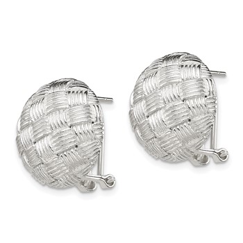 Sterling Silver Rhod-pltd Polished Woven Circle Omega Back Earrings — alternate view