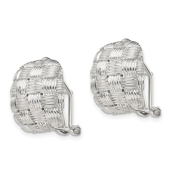 Sterling Silver Rhod-pltd Polished Woven Square Omega Back Earrings — alternate view