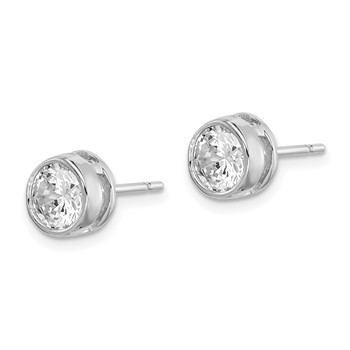 Sterling Silver RH-plated Polished 6mm Round CZ Bezel Set Stud Earrings — alternate view
