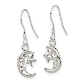 Sterling Silver Moon and Star Earrings — alternate view
