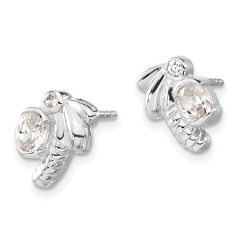 Sterling Silver Polished CZ Dragonfly Post Earrings — alternate view