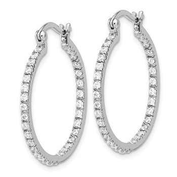 Sterling Silver Rhodium-plated CZ IN/OUT Hoop Earrings — alternate view