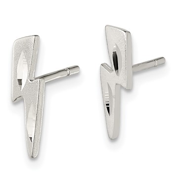 Sterling Silver Lightning Bolt Post Earrings — alternate view