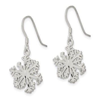 Sterling Silver Satin Snowflake Earrings — alternate view