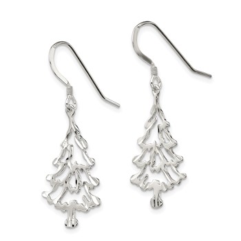 Sterling Silver Christmas Tree Earrings — alternate view