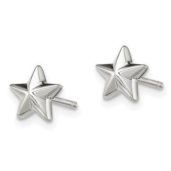 Sterling Silver Polished Star Children's Post Earrings — alternate view