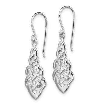 Sterling Silver RH-plated Polished Celtic Knot Dangle Earrings — alternate view