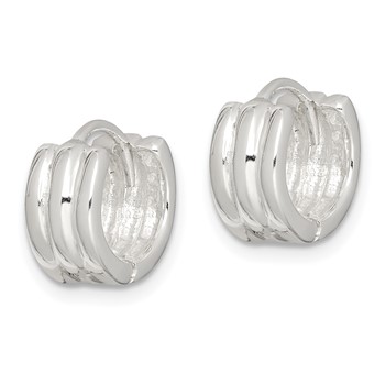 Sterling Silver Striped Hinged Hoop Earrings — alternate view