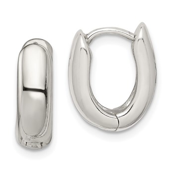 Sterling Silver Oval Hinged Hoop Earrings